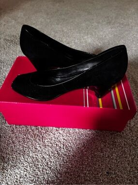 BCBGirls Black Suede Low Heel Pumps